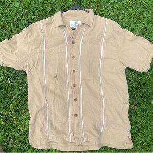 ISLAND SHORES Silk Mens Short-Sleeve Shirt Size Large Sopranos Washable Silk